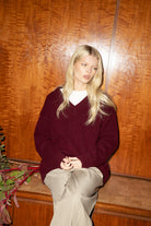 Anais Merlot V Neck Wool Jumper FUCHSIA SHAW